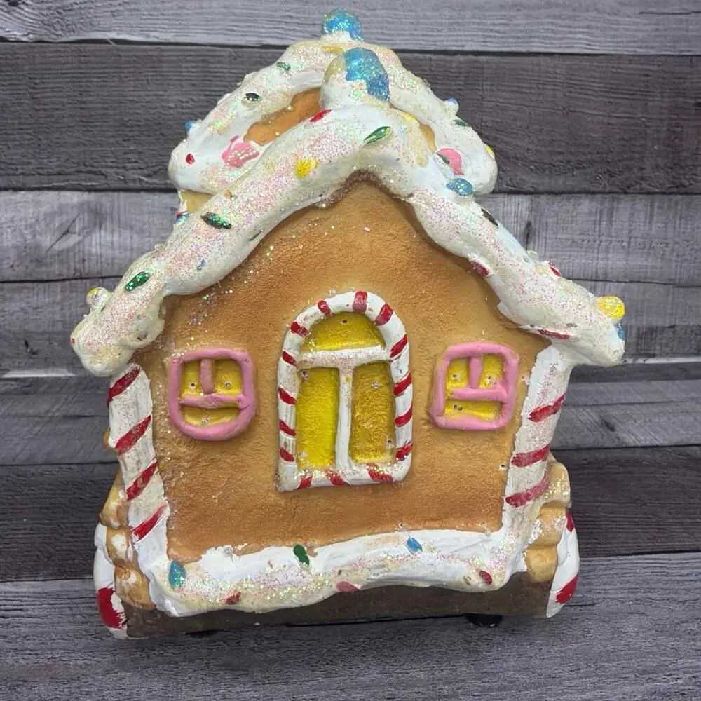 Vintage Cracker Barrel Train Fiber Optic Lighted Christmas Gingerbread As Is